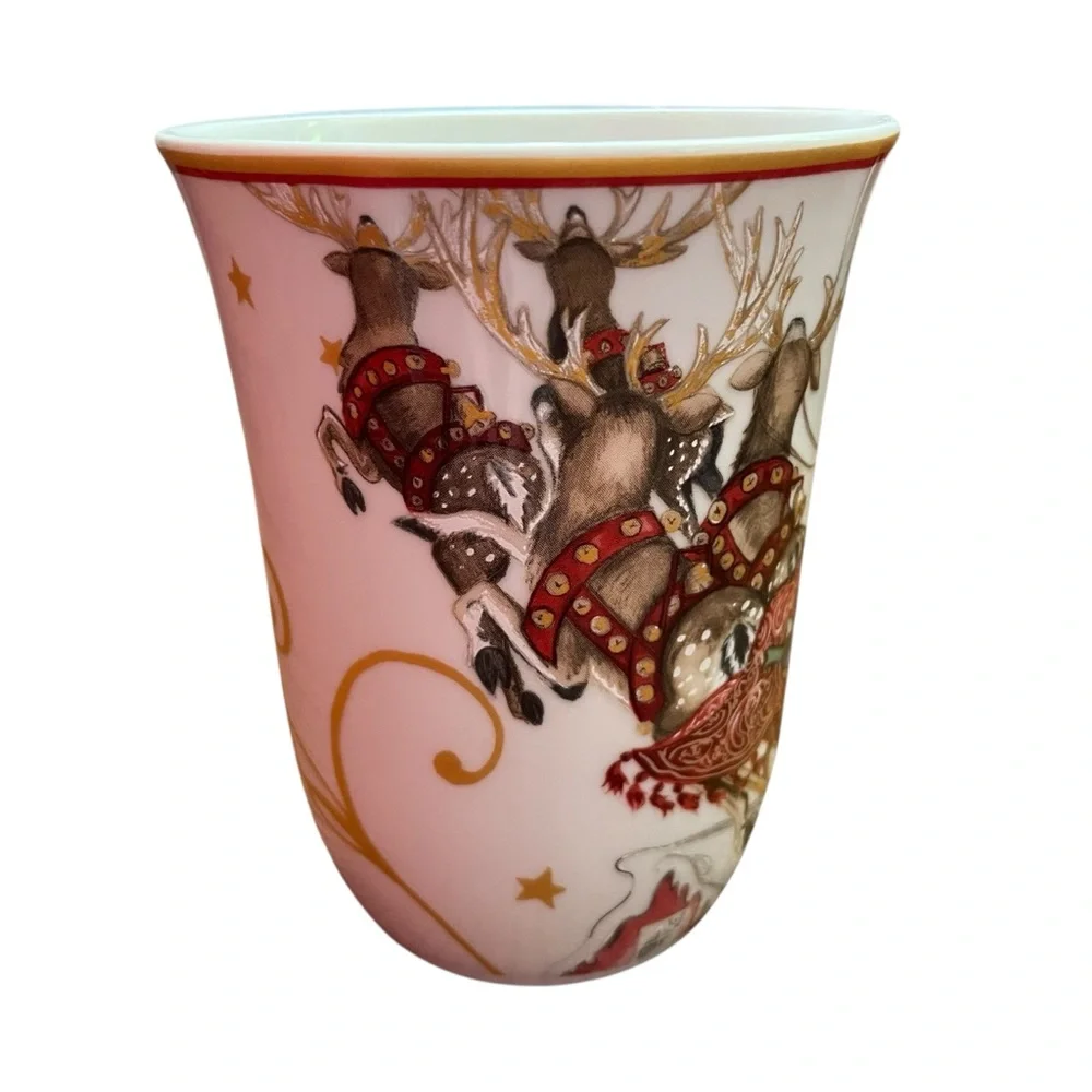 WILLIAMS SONOMA Twas the night before Christmas Mug Santa Sleigh Reindeer
